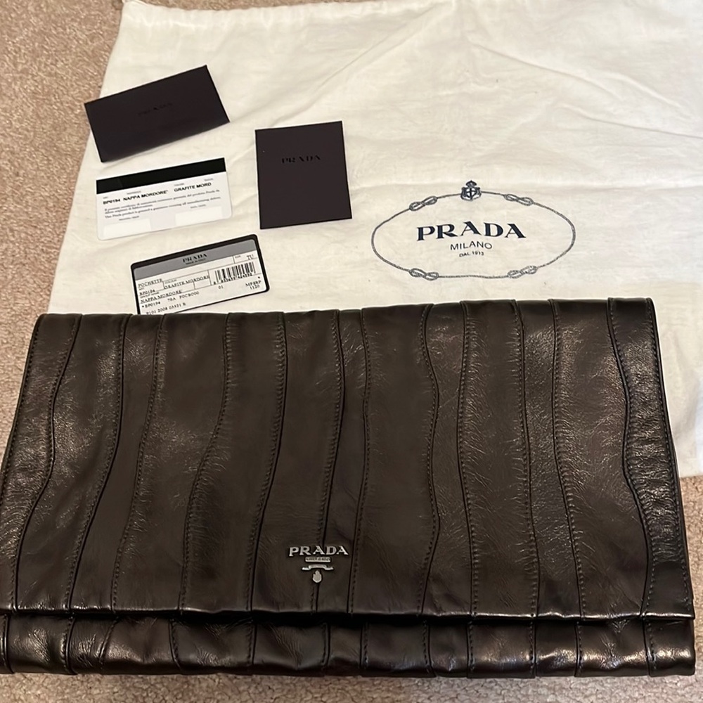 Prada Leather Envelope Clutch